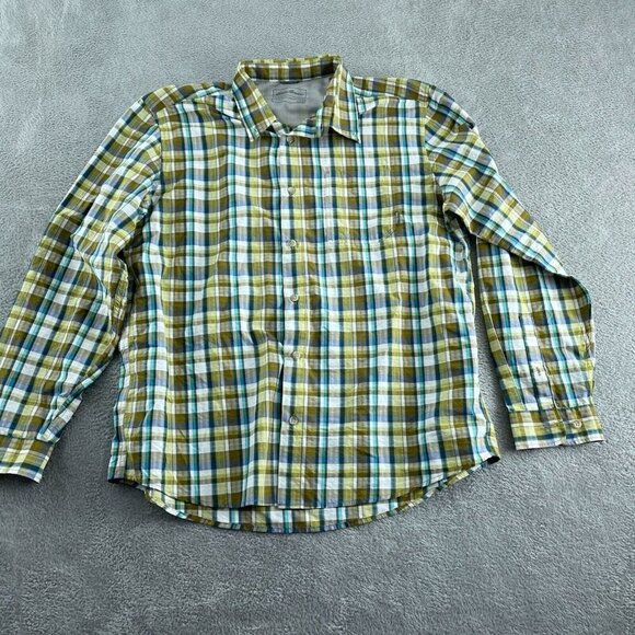 Eddie Bauer Mens XL Plaid Long Sleeve Shirt Nylon/Polyester Blend Button 5847 - Picture 1 of 8